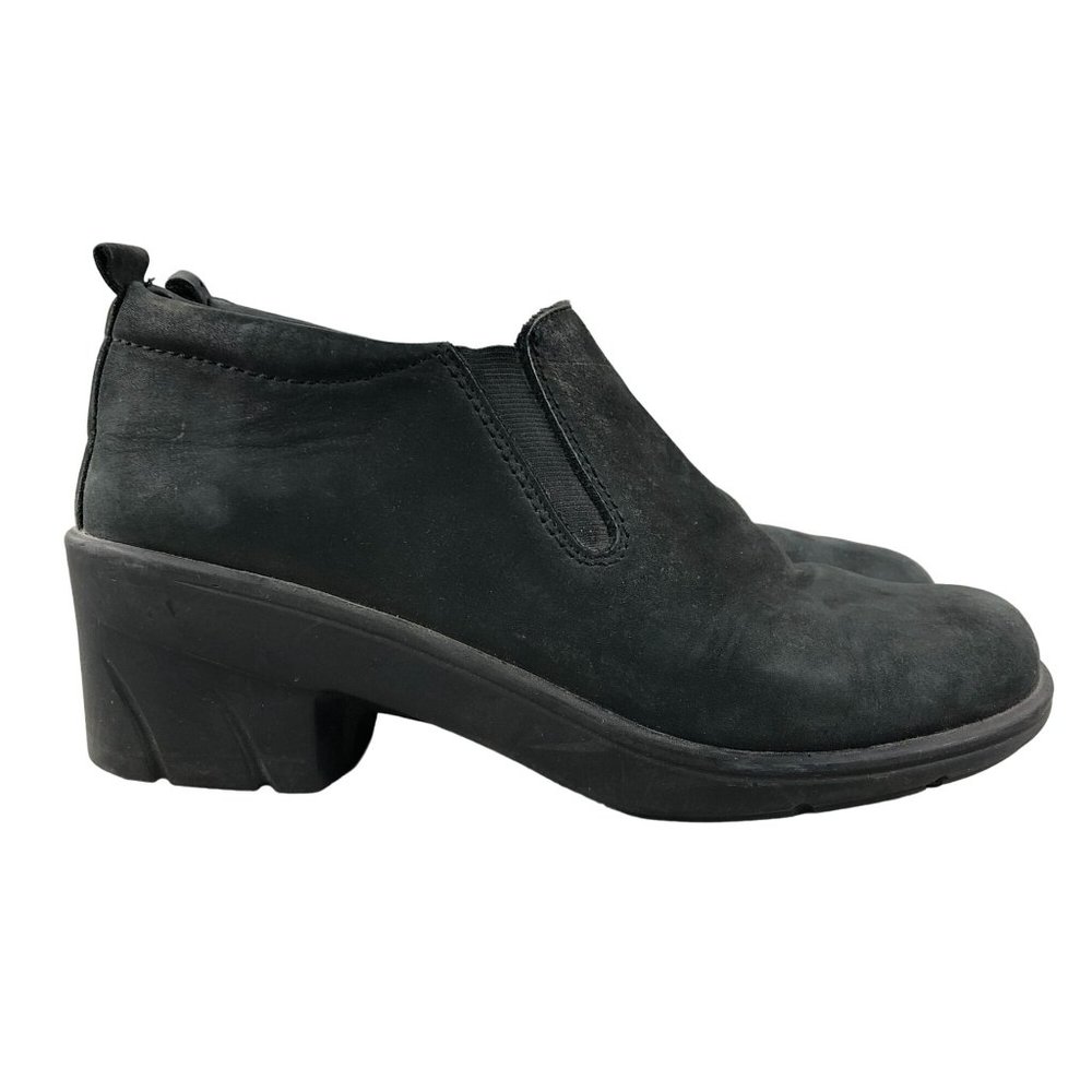 Solve by Dansko Women's Size 37 (6.5-7) Black Leather Heeled Slip On Ankle Boots